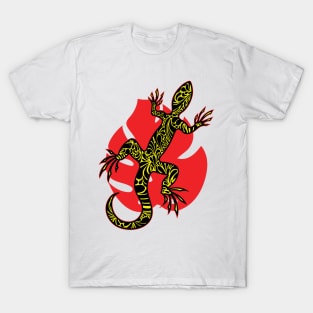 Yellow Doodle Pattern Lizard T-Shirt